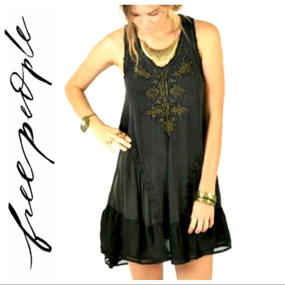 Free People Dresses & Skirts - 💕SALE💕Free People Black Summer Daze Beaded Dress